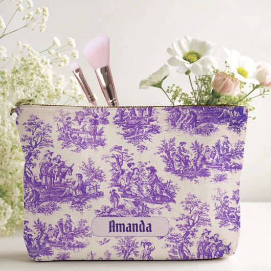 ヴィンテージフローラ紫色トワールデジュイミモノグラム アクセサリーポーチ