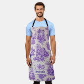 ヴィンテージフローラ紫色トワールデジュイミモノグラム エプロン (着用した状態)