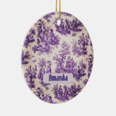 ヴィンテージフローラ紫色トワールデジュイミモノグラム セラミックオーナメント (右)