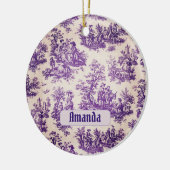 ヴィンテージフローラ紫色トワールデジュイミモノグラム セラミックオーナメント (左)