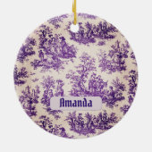 ヴィンテージフローラ紫色トワールデジュイミモノグラム セラミックオーナメント (裏面)