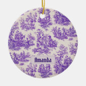 ヴィンテージフローラ紫色トワールデジュイミモノグラム セラミックオーナメント (正面)