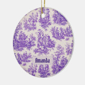 ヴィンテージフローラ紫色トワールデジュイミモノグラム セラミックオーナメント (左)