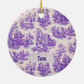 ヴィンテージフローラ紫色トワールデジュイミモノグラム セラミックオーナメント (裏面)