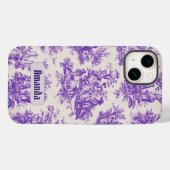 ヴィンテージフローラ紫色トワールデジュイミモノグラム Case-Mate iPhoneケース (裏面 (横))