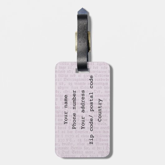 ヴィンテージフローラ紫薄紫フラワーラゲージタグ ラゲッジタグ (裏面縦)