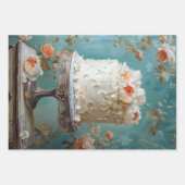 ヴィンテージフローラ結婚のケーキフードベーカリーデコパージュ ラッピングペーパーシート (正面3)