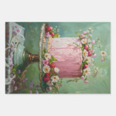 ヴィンテージフローラ結婚のケーキフードベーカリーデコパージュ ラッピングペーパーシート (正面)