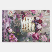 ヴィンテージフローラ結婚のケーキフードベーカリーデコパージュ ラッピングペーパーシート (正面)