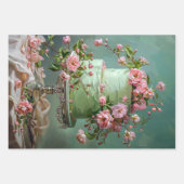 ヴィンテージフローラ結婚のケーキフードベーカリーデコパージュ ラッピングペーパーシート (正面)