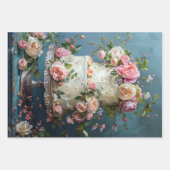 ヴィンテージフローラ結婚のケーキフードベーカリーデコパージュ ラッピングペーパーシート (正面3)