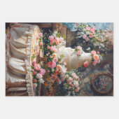 ヴィンテージフローラ結婚のケーキフードベーカリーデコパージュ ラッピングペーパーシート (正面)