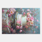 ヴィンテージフローラ結婚のケーキフードベーカリーデコパージュ ラッピングペーパーシート (正面3)