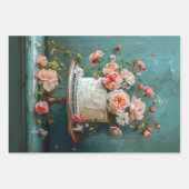 ヴィンテージフローラ結婚のケーキフードベーカリーデコパージュ ラッピングペーパーシート (正面2)