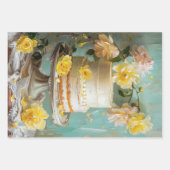 ヴィンテージフローラ結婚のケーキフードベーカリーデコパージュ ラッピングペーパーシート (正面)