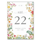 ヴィンテージフローラ結婚のテーブルカード テーブルナンバー (裏面)