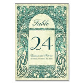 ヴィンテージフローラ結婚のテーブル番号ターコイズ テーブルナンバー (裏面)