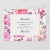 ヴィンテージフローラ結婚のブライドメイド提案カード ポストカード (裏面)