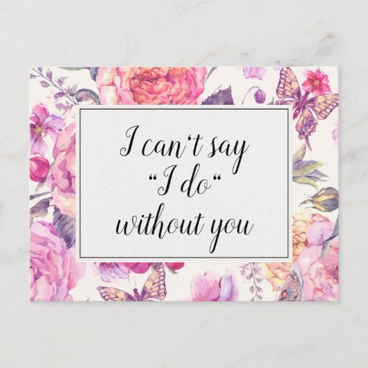 ヴィンテージフローラ結婚のブライドメイド提案カード ポストカード (正面)