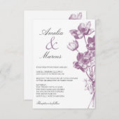 ヴィンテージフローラ結婚のミニ招待状/ホワイト 招待状 (正面/裏面)