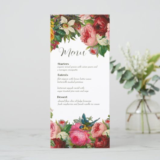 ヴィンテージフローラ結婚のメニューカード (スタンド正面)