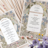 ヴィンテージフローラ結婚の埃っぽいブループログラム 箔招待状
