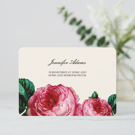 ヴィンテージフローラ結婚のDECOMPAGEのREGISTRY CARD エンクロージャーカード (スタンド正面)