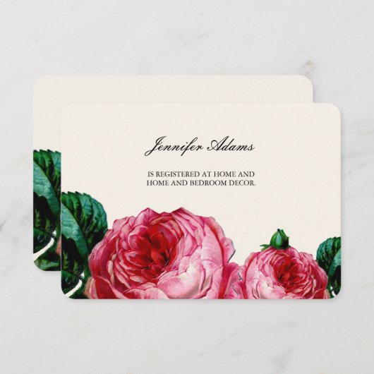 ヴィンテージフローラ結婚のDECOMPAGEのREGISTRY CARD エンクロージャーカード (正面/裏面)