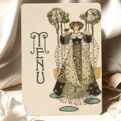 ヴィンテージフローラ結婚アールヌーボーのメニューカード 招待状