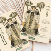 ヴィンテージフローラ結婚アールヌーボーのメニューカード 招待状