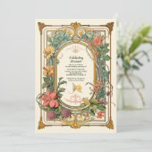 ヴィンテージフローラ結婚アールヌーボー記念日 招待状 (スタンド正面)