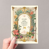 ヴィンテージフローラ結婚アールヌーボー アクリル招待状 (インサイチュ (ポータブル))