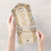 ヴィンテージフローラ結婚アールヌーボー オールインワン招待状 (貼ってはがせる)