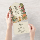 ヴィンテージフローラ結婚アールヌーボー オールインワン招待状 (貼ってはがせる)