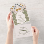 ヴィンテージフローラ結婚アールヌーボー オールインワン招待状 (貼ってはがせる)