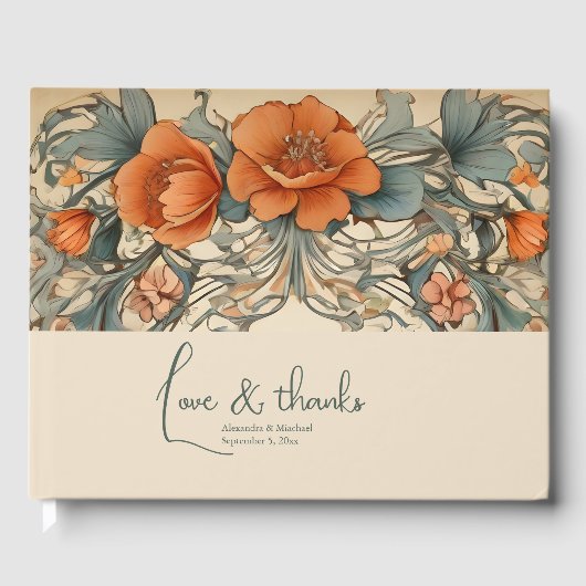 ヴィンテージフローラ結婚アールヌーボー ゲストブック (正面)