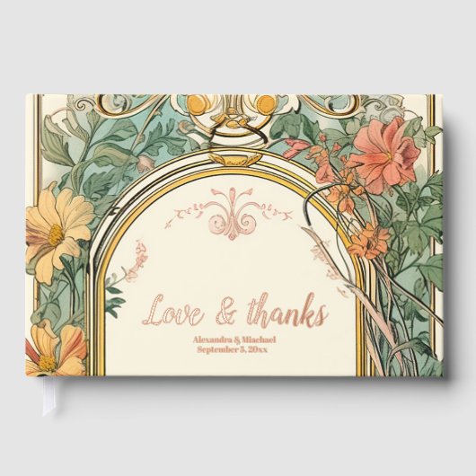 ヴィンテージフローラ結婚アールヌーボー ゲストブック (正面)