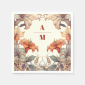 ヴィンテージフローラ結婚アールヌーボー スタンダードカクテルナプキン (正面)