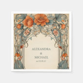 ヴィンテージフローラ結婚アールヌーボー スタンダードカクテルナプキン (正面)