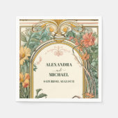 ヴィンテージフローラ結婚アールヌーボー スタンダードカクテルナプキン (正面)