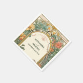 ヴィンテージフローラ結婚アールヌーボー スタンダードカクテルナプキン (角)