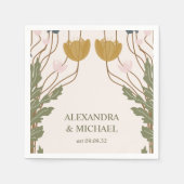 ヴィンテージフローラ結婚アールヌーボー スタンダードカクテルナプキン (正面)