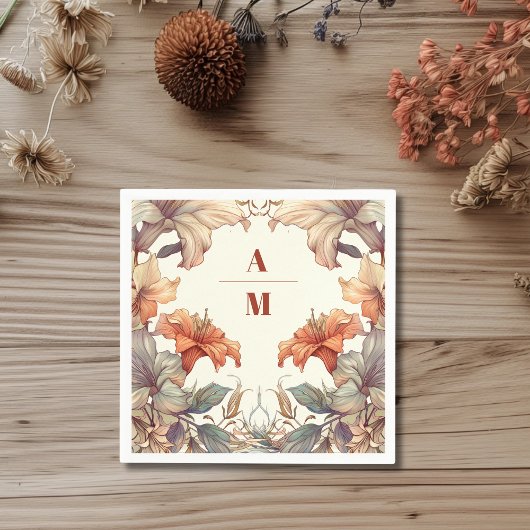 ヴィンテージフローラ結婚アールヌーボー スタンダードカクテルナプキン