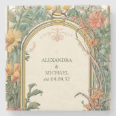 ヴィンテージフローラ結婚アールヌーボー ストーンコースター (正面)