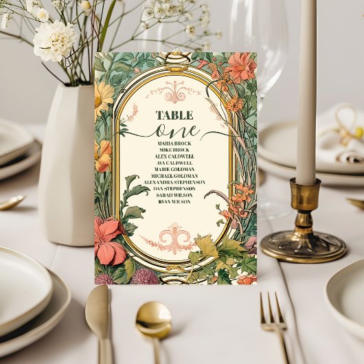 ヴィンテージフローラ結婚アールヌーボー テーブルナンバー