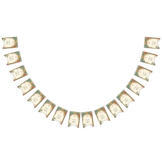 ヴィンテージフローラ結婚アールヌーボー バンティングフラッグ (全)