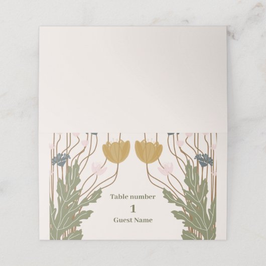 ヴィンテージフローラ結婚アールヌーボー プレイスカード (外部開封)