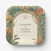 ヴィンテージフローラ結婚アールヌーボー ペーパープレート (正面)