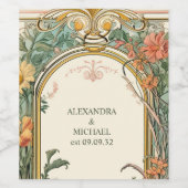 ヴィンテージフローラ結婚アールヌーボー ワインラベル (シングルラベル)