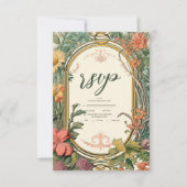 ヴィンテージフローラ結婚アールヌーボー 出欠カード (正面)
